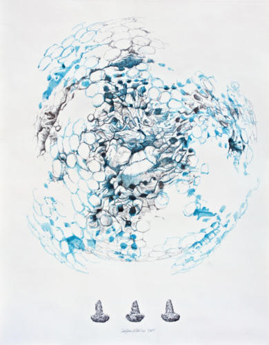 Stefan Kaiser, Ist Auflösung die Lösung, 2011, Bleistift, Aquarell, 100 x 78 cm